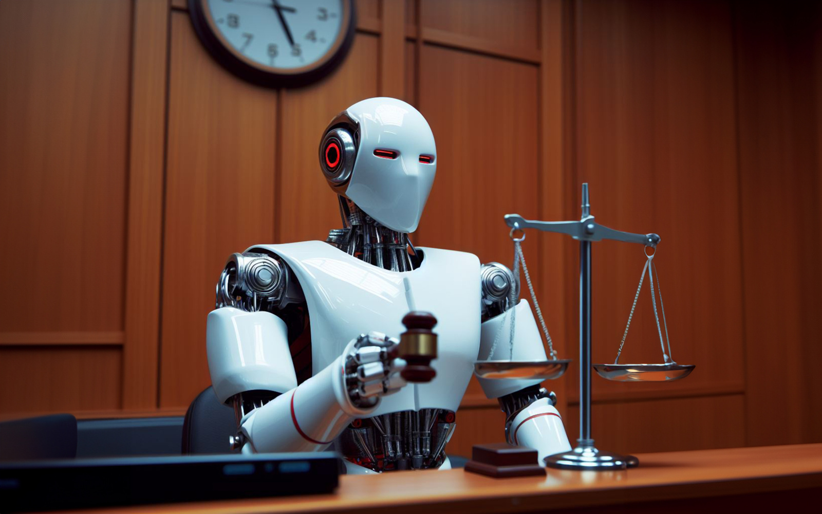 AI robot judge decides cases modern judicial system Judge with automation from Android